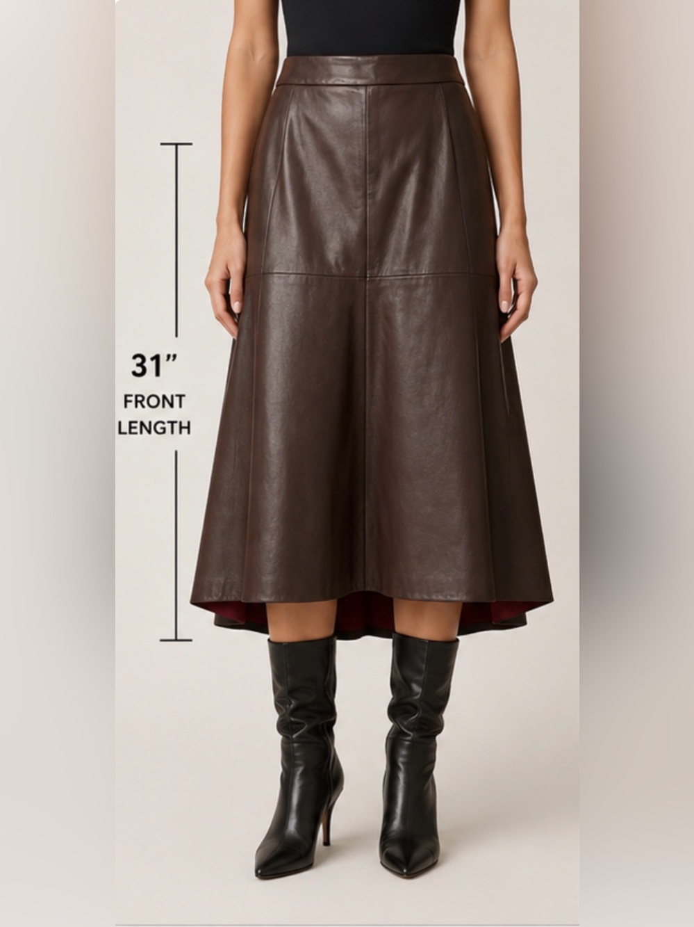 Tibi New York 100% Lamb Leather Midi Skirt – Size 8